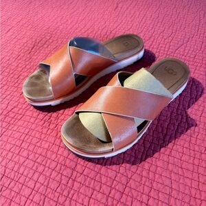 UGG KARI FIRE OPAL LEATHER FLIP FLOPS